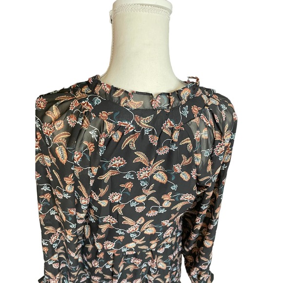 NWT Lucca Womens Long Sleeve Flare Shift Dress Floral Print Size XS-L Black - Picture 5 of 11
